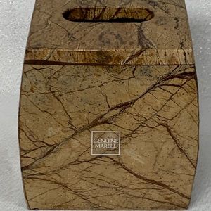Genuine Marble Tissue Cover Holder - Brown - New